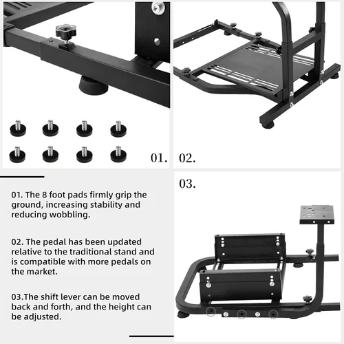 Vista 4 de Marada Racing Cockpit Frame Height Adjustable with Seat Tilt-Adjustable for G29 G920 T300RS T150 PS4 Xbox WheelPedals NOT Included