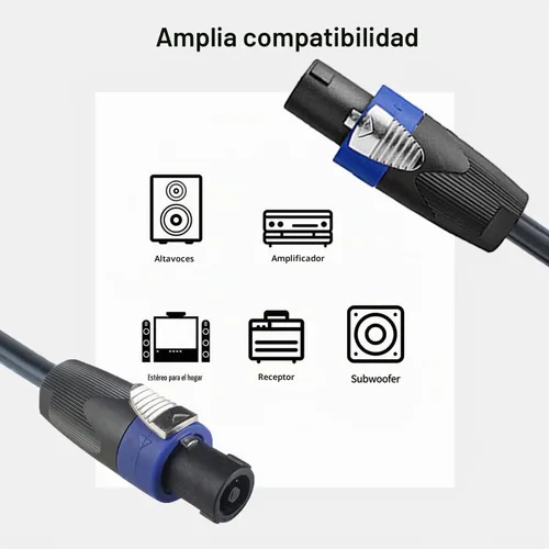 Vista 3 de Cables de audio profesionales de calibre 12 a Speakon de 15 pies - Cables de audio de 12 AWG de 15 pies - Paquete de 2