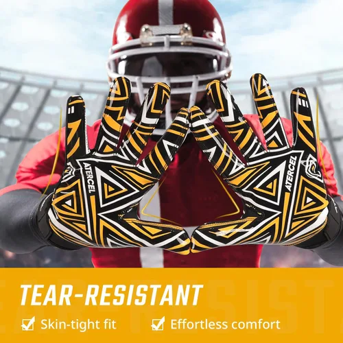 Vista 5 de ATERCEL Guantes de fútbol americano para hombre - Rendimiento mejorado y guantes receptores de alto agarre para rugby, adultos y jóvenes