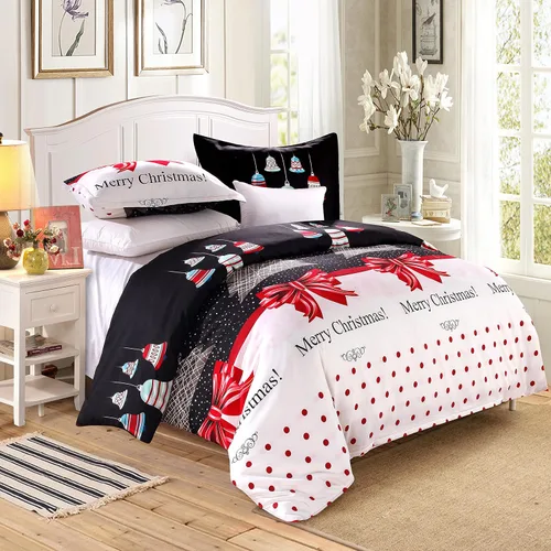 Vista 8 de LAMEJOR Juego de fundas de colcha y almohada de lujo con estilo navideño, suave, 1 funda de colcha y 2 fundas de almohada
