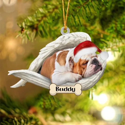 Vista 12 de Afghan Hounds - Adorno de Navidad con alas de ángel durmiente, recuerdo personalizado para perros 2024, adorno de forma acrílica, regalos