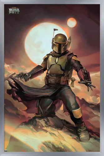 Vista 10 de Trends International Star Wars: The Book of Boba Fett - Póster de pared de Boba on Tatooine, 14.725 x 22.375 pulgadas, versión enmarcada de madera