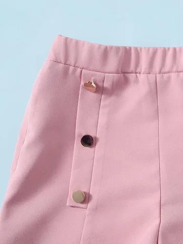 Vista 4 de WDIRARA Conjunto de 2 piezas para niña con estampado floral cuello halter y pantalones cortos