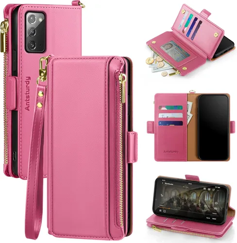 Vista 13 de Antsturdy Funda tipo cartera compatible con Samsung Galaxy Note 20 5G con tarjetero para mujeres y hombres, funda de teléfono con bloqueo RFID, piel