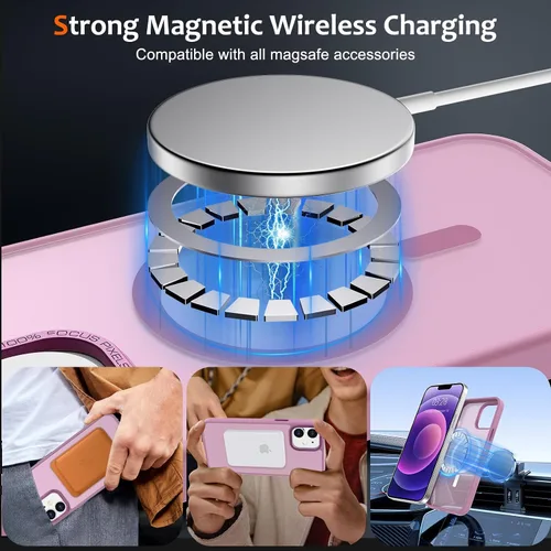 Vista 1212 de Anuck - Funda magnética para iPhone 11 compatible con MagSafe, carcasa trasera mate translúcida dura, borde de TPU, delgada, resistente a impactos