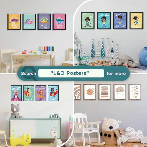 Vista 5 de L&O Goods - Paquete de 10 carteles educativos grandes para preescolares, niños, aulas de jardín de infantes, aprendizaje temprano divertido