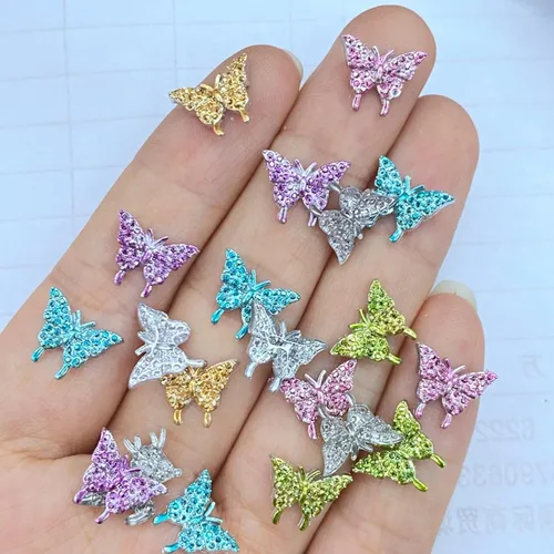 Vista 2 de 50 dijes de mariposa 3D – Decoración de joyas Kawaii para arte de uñas impresionantes diseños de uñas