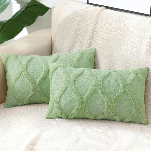 Vista 36 de decorUhome - Juego de 2 fundas de cojín decorativas para primavera de 16 x 16 pulgadas, fundas de almohada afelpadas de lana y piel sintética suave