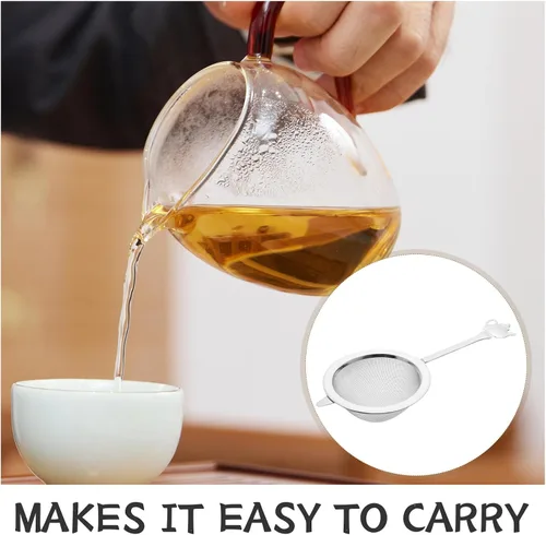 Vista 9 de Generic 3pcs Stainless Steel Metal Hand Small Mini Sieve Strainer Tea Coffee Juice Strainer With Handles Reusable Loose Leaf Infuser For Tea House