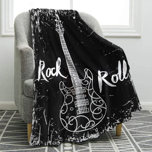 Vista 9 de Jekeno Regalos personalizados de guitarra para mujeres y hombres, impresión de manta de guitarra, manta personalizada con nombre, mantas de franela
