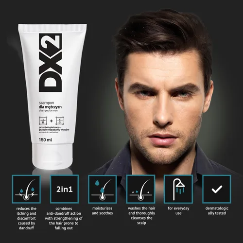 Vista 4 de DX2 - Champú anticaspa + anticaída para hombres - Fórmula de doble acción, elimina la caspa y la pérdida de cabello, uso diario, 5.1 fl oz