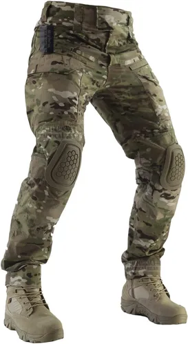 Vista 9 de ZAPT Pantalones de combate Airsoft Paintball para hombre, pantalones tácticos con rodilleras, camuflaje de caza, pantalones militares