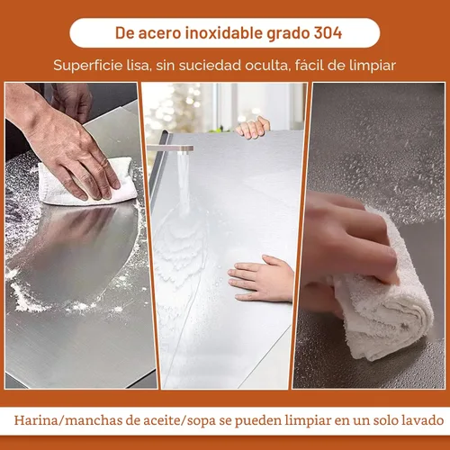 Vista 5 de Tablas de cortar de acero inoxidable para cocina, tablas de cortar de acero inoxidable 304 con borde y almohadilla antideslizante de silicona