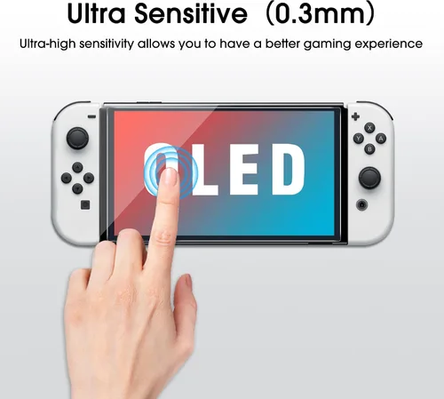 Vista 3 de amFilm Protector de pantalla de vidrio templado compatible con Nintendo Switch OLED modelo 2021 (paquete de 3)