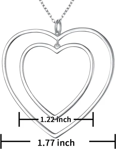 Vista 6 de Collar largo de cadena de plata de ley S925 con dije grande para mujeres y niñas, plata de ley