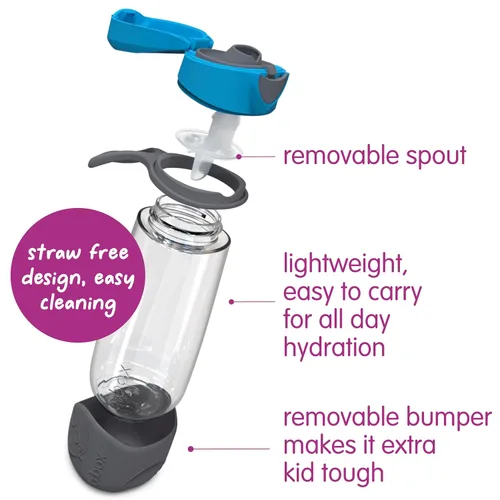 Vista 8 de b.box Sport Spout Kids - Botella de agua para la escuela, botella de agua Azul (Blue Slate)