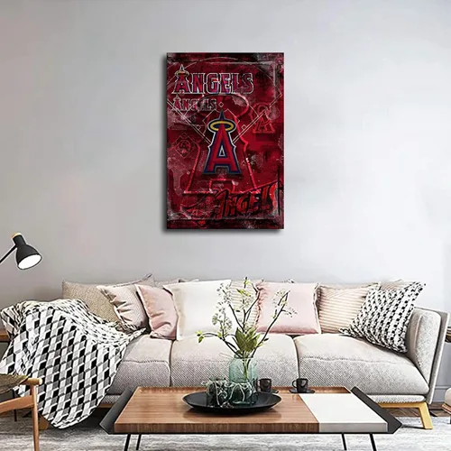 Vista 6 de Anaheim Póster de ángeles de béisbol, deportes, lienzo para pared, diseño de arte de pared, decoración del hogar (enmarcado, 8 x 12 pulgadas)