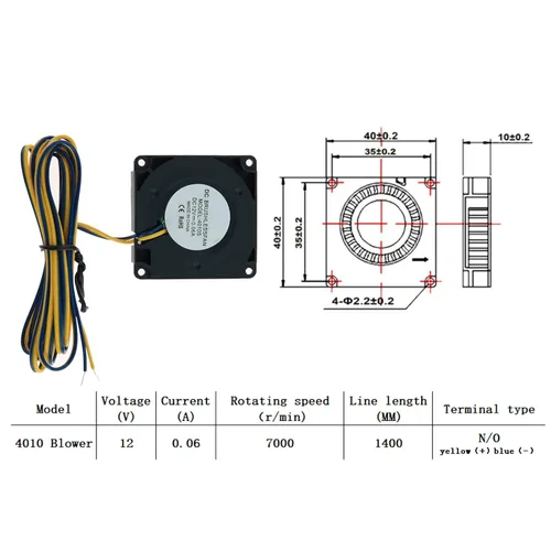Vista 4 de CR 10 Extrusora Ventilador de enfriamiento DC 12V 40x40x10MM Ventilador y ventilador axial con conducto de enfriamiento activo para impresora 3D