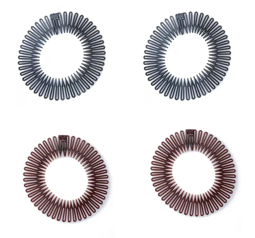 Vista 8 de Sowaka 4 piezas de peine elástico circular de plástico negro marrón círculo primavera diadema flexible soporte para el cabello peine para mujeres