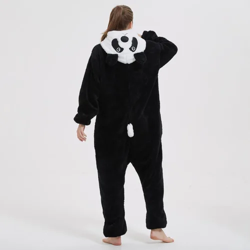 Vista 3 de III HHONS Panda Onesie Adult Costume Animal Pajamas Halloween Cosplay Sleepwear for WomenMen