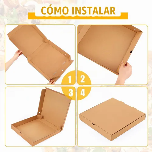 Vista 4 de PerKoop - 100 cajas de pizza a granel de cartón cuadrado, kraft, 12 pulgadas Papel kraft