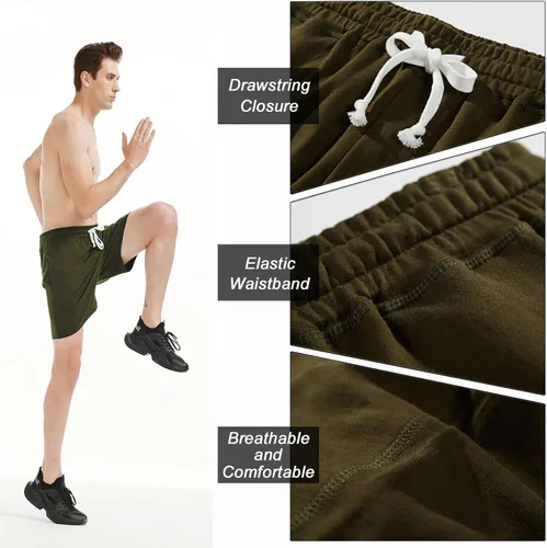 Vista 4 de Arloesi Mens 5.5" Athletic Gym Shorts Cotton Jogger Sweat Shorts with Pockets