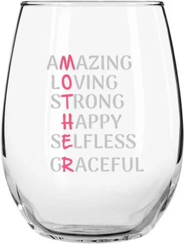 Vista 4 de Copa de vino para madre con palabras cariñosas y cariñosas, regalo de copa de vino para la mejor mamá, regalo para el día de la madre, divertido