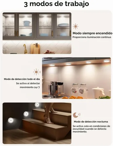 Vista 4 de GOODEA Paquete de 6 luces de disco RGB recargables con control remoto, luces de disco con sensor de movimiento de 13 colores, luz adhesiva