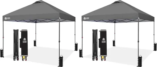 Vista 27 de CROWN SHADES Tienda de campaña desplegable de 10x10, toldo para exteriores Rojo