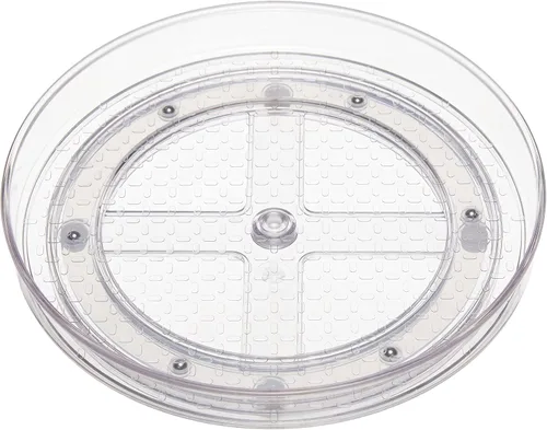 Vista 10 de Amazon Basics Lazy Susan - Organizador giratorio para especias y condimentos, 9 pulgadas de diámetro, 2 niveles, transparente