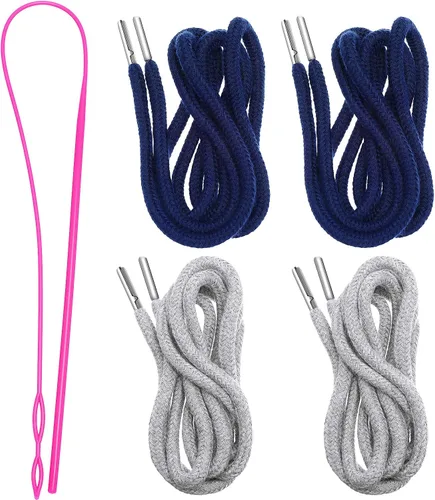 Vista 18 de Jetec Cordones de repuesto con cordón fácil de enhebrar para pantalones deportivos, pantalones cortos, pantalones, chaquetas (beige, azul marino)
