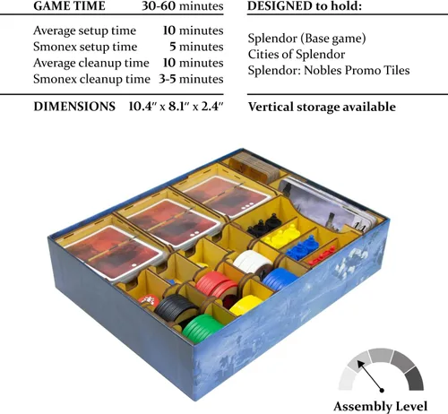 Vista 2 de SMONEX Organizador de juegos de mesa compatible con todos los juegos de mesa Splendor Expansion – Inserto organizador adecuado para esplendor hecho