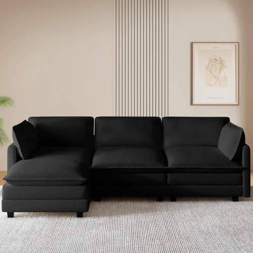 Vista 6 de ROWHY Sofá modular de nube modular de 112 pulgadas con otomana móvil, sofá