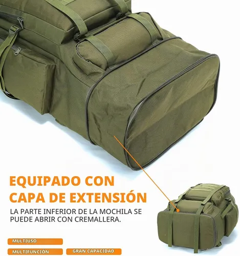 Vista 4 de Mochila de senderismo y camping, mochila MOLLE impermeable para viajes (verde militar)