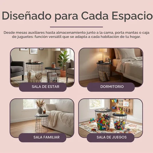 Vista 5 de Lavish Home Mesas auxiliares redondas - Juego de 2 mesas anidadas