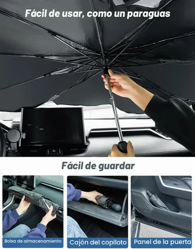 Vista 5 de JOYTUTUS Parasol para parabrisas compatible con Toyota RAV4 2019-2024, cubierta de protección solar interior automotriz, revestimiento de bloqueo UV