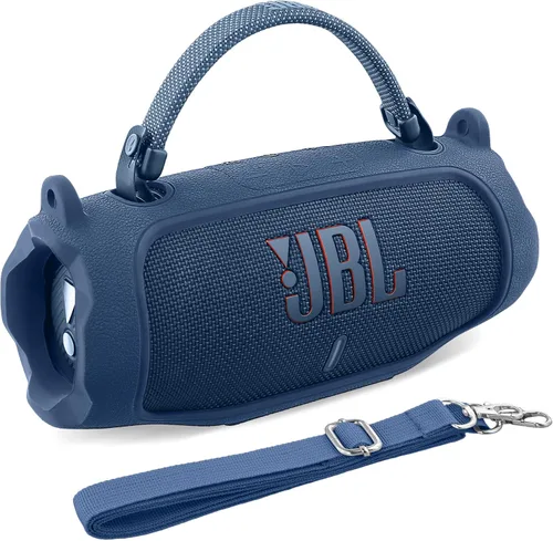 Vista 75 de Funda de silicona compatible con JBL Charge 5 Altavoz Bluetooth portátil impermeable (Cubierta de silicona negra)