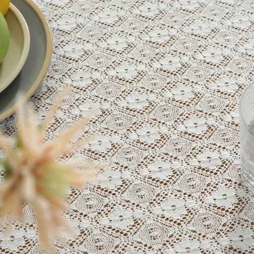 Vista 5 de AMZALI Classic Collection - Mantel de encaje de ganchillo de algodón, a prueba de polvo, para mesa de bufé, cena de vacaciones, fiestas, banquetes
