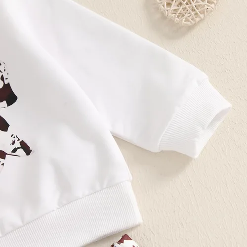 Vista 5 de Kaipiclos Ropa occidental para bebé niña, con lindo estampado con volantes, manga larga, pantalones para otoño e invierno, trajes de vaquera
