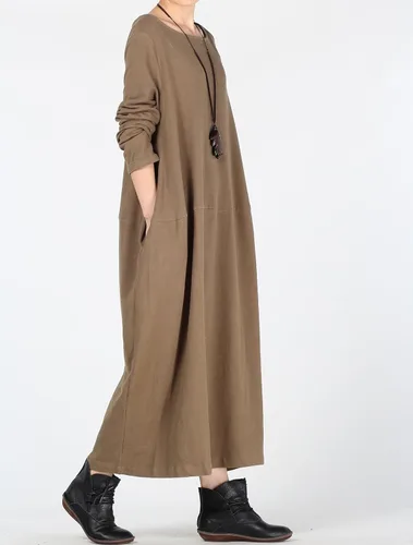 Vista 2 de Mordenmiss Vestido tipo suéter de punto para mujer, manga larga, holgado, sin botones