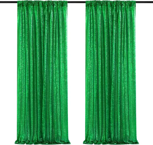 Vista 79 de Cortinas de fondo de lentejuelas con purpurina azul bebé, 2 piezas de 2 x 8 pies, telón de fondo de fiesta de baby shower para niños, hermosas