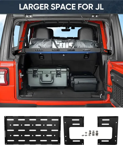 Vista 6 de Estante de carga trasero para Jeep Wrangler JL 2018-2024 2025 Capacidad Trasero para Jeep Wrangler JL Accesorios Estante de maletero de metal sólido