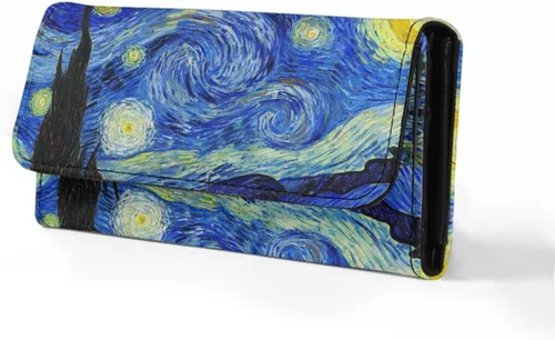 Vista 3 de Cartera de cuero para mujer, con bloqueo de cartera, organizador de tarjetas, regalo para el día de la madre