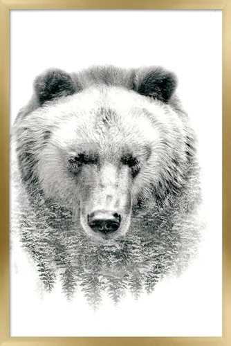 Vista 17 de Trends International Póster de pared de oso - árboles, 14.725 x 22.375 pulgadas, versión enmarcada de madera de granero