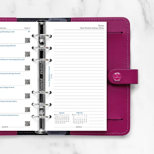 Vista 7 de Filofax Calendario de recambio de diario, tamaño personal/compacto, semana en una página con notas, libro blanco, multilingüe: cinco idiomas, 2025