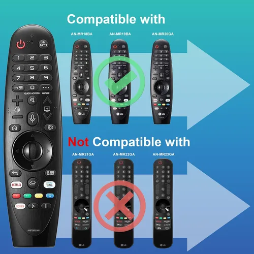 Vista 3 de MR20GA para LG Magic Remote con puntero y función de voz, repuesto para muchos modelos de Smart TV LG - Teclas rápidas Netflix y Prime Video
