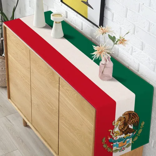Vista 3 de Pudodo Dia De La Independencia Camino de mesa Viva México, Día de la Independencia, fiesta, cocina, comedor, decoración del hogar (13 x 108 pulgadas)