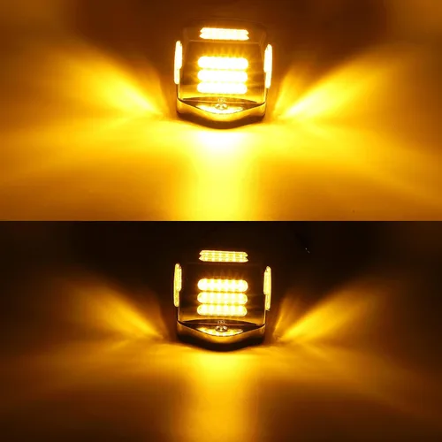 Vista 2 de Partsam 5 piezas de repuesto para Kenworth - Luces marcadoras cuadradas de cabina de 48 LED, luz LED ámbar de línea plana con carcasa de plástico