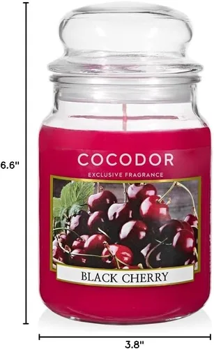 Vista 8 de COCODOR - Vela con aroma a cereza negra, tarro grande de vidrio de 18 onzas, 110 horas de tiempo de combustión