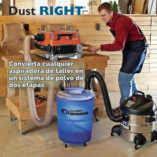 Vista 3 de Dust Right Separador de polvo + manguera Flex-Form de 36 pulgadas, colector de polvo ciclón que separa aserrín, astillas de madera, desechos y más